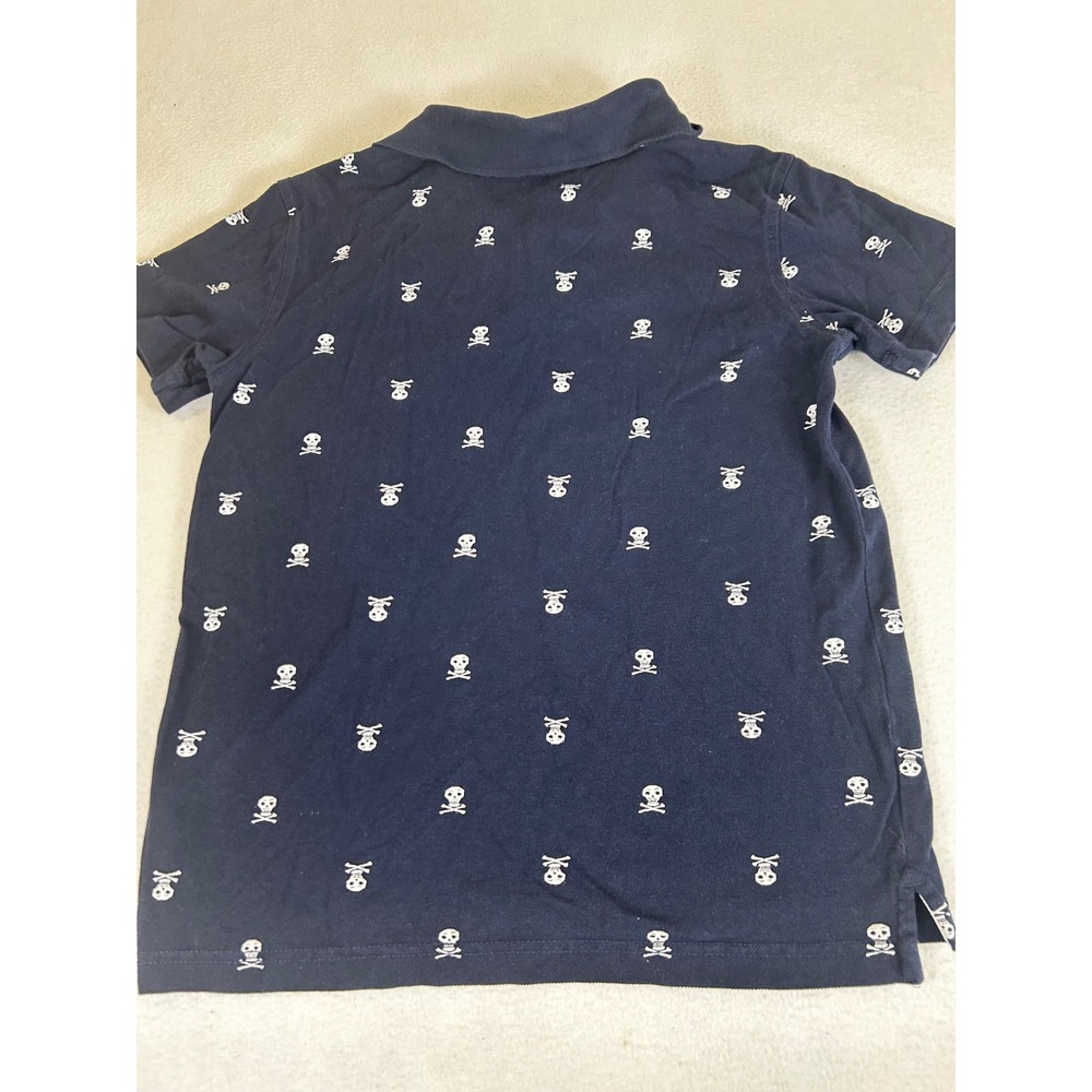 Crazy 8 Boys Navy Blue Skull Crossbones Polo Shirt Size L 10-12 140125578